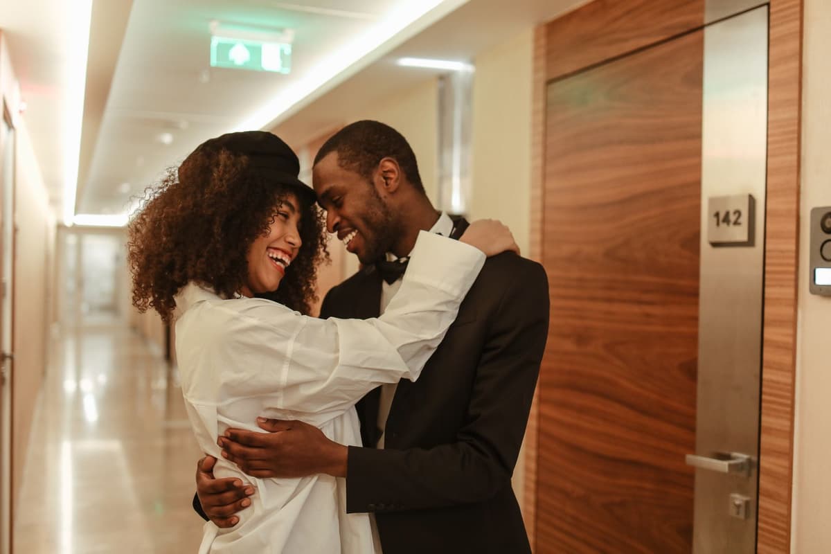 A couple celebrating a joyful milestone